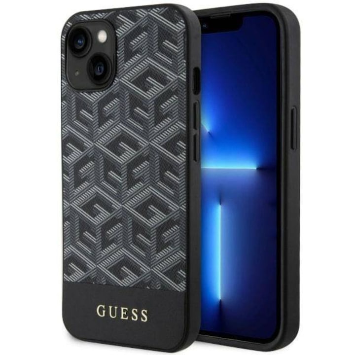 Husa de protectie Guess G Cube tip MagSafe pentru iPhone 14, Negru