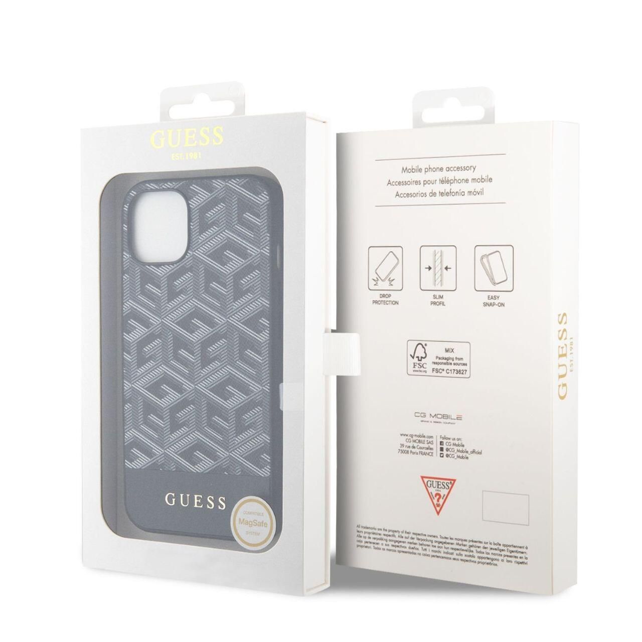 Husa de protectie Guess G Cube tip MagSafe pentru iPhone 14, Negru