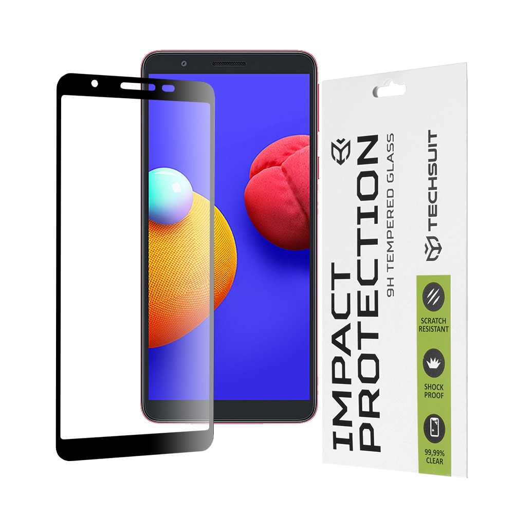 Folie pentru Samsung Galaxy A01 Core, M01 Core, Techsuit 111D Full Cover, Full Glue Glass, Black