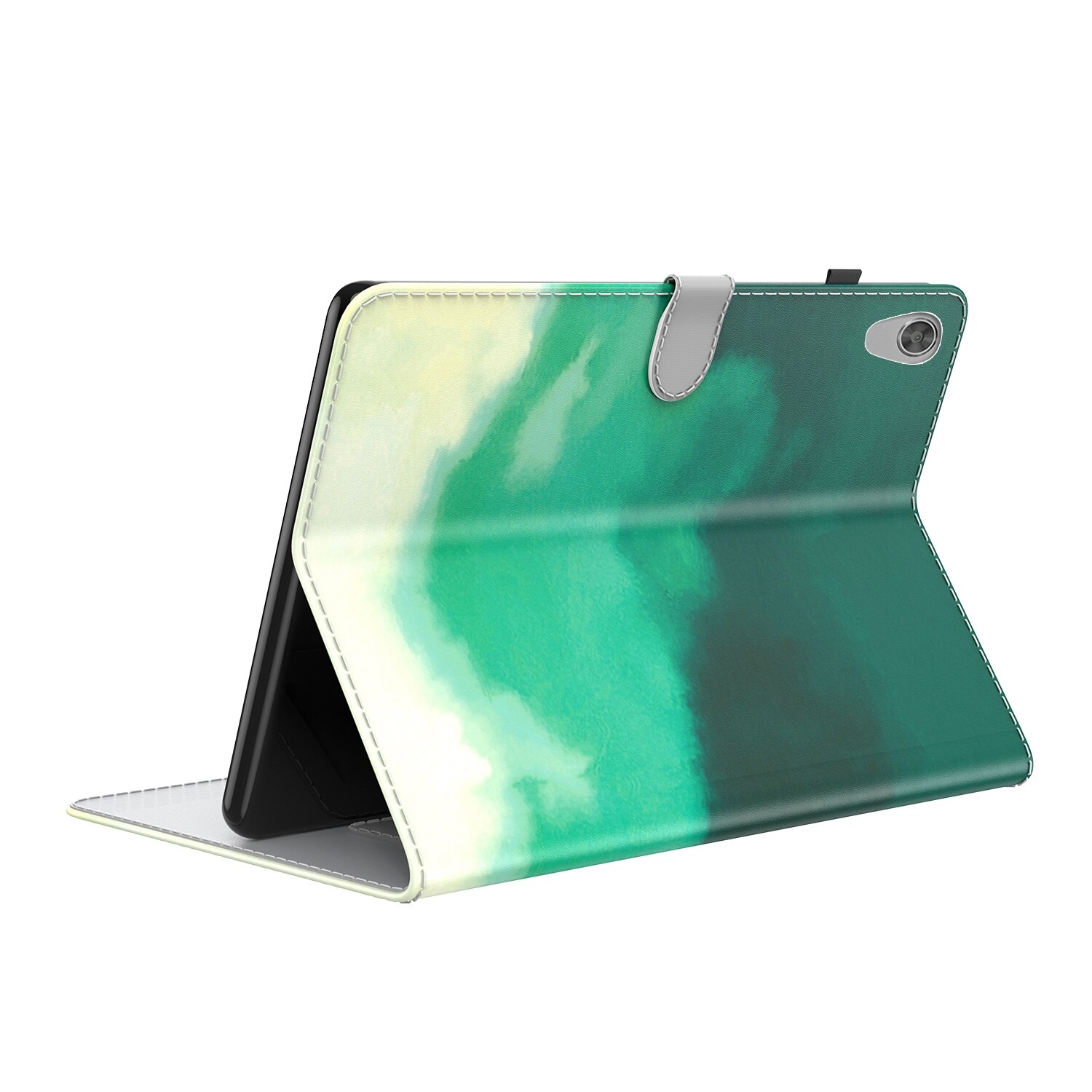 Husa tableta pentru Lenovo Tab M10 HD Gen 2 TB-X306X, TB-X306F, 10.1, model cu model cu voltaj si model cu apa, material textil cu piele PU, design orizontal magnetic cu elemente de finisare din piele, tehnologie flip, suport pentru tinere, culoare verde