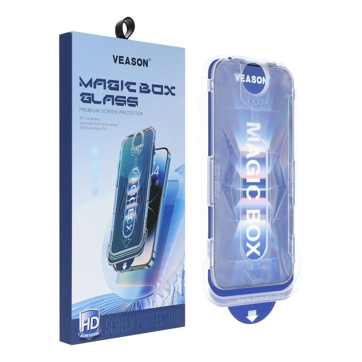 Folie Sticla Veason Easy Install Compatibila Cu iPhone 17 Pro, Aplicator Inclus, Montaj Rapid