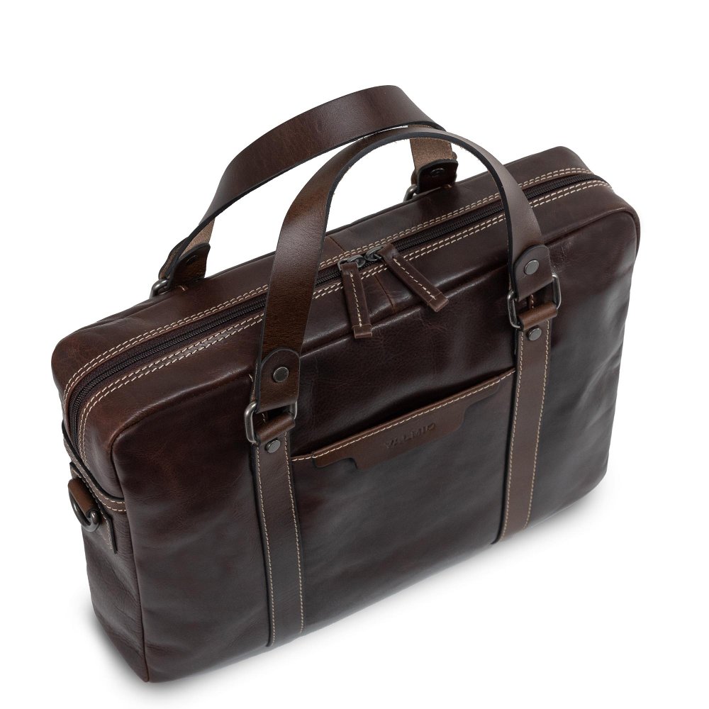 Geanta pentru laptop Valmio, piele naturală, 36x26, 5x7cm, bordou