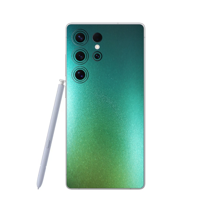 Folie iSkinz pentru Samsung Galaxy S25 Ultra - Cameleon Color Shift Aquamarine, Split Cut, Skin Adeziv Full Cover, Protectie Carcasa Spate si Laterale
