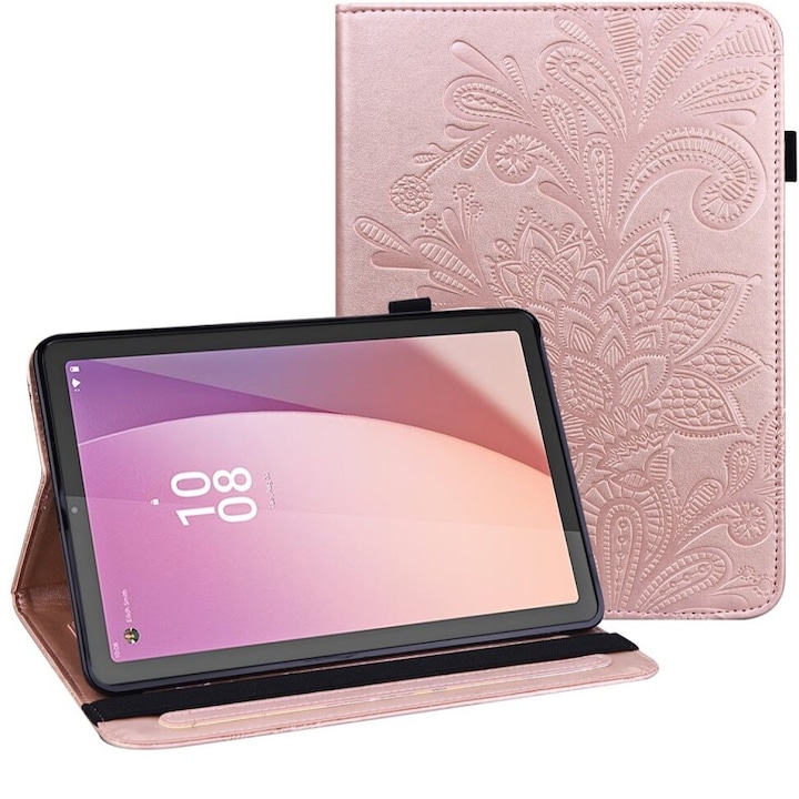 Husa tableta, XGSM, cu suport, pentru Lenovo Tab M9, Roz