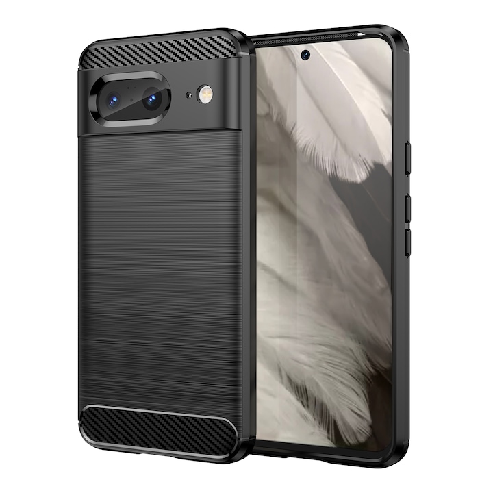Husa telefon, pentru Google Pixel 8 5G, De inalta calitate subtire si usoara periata confortabila TPU Soft Feel, Carbon Fiber Negru