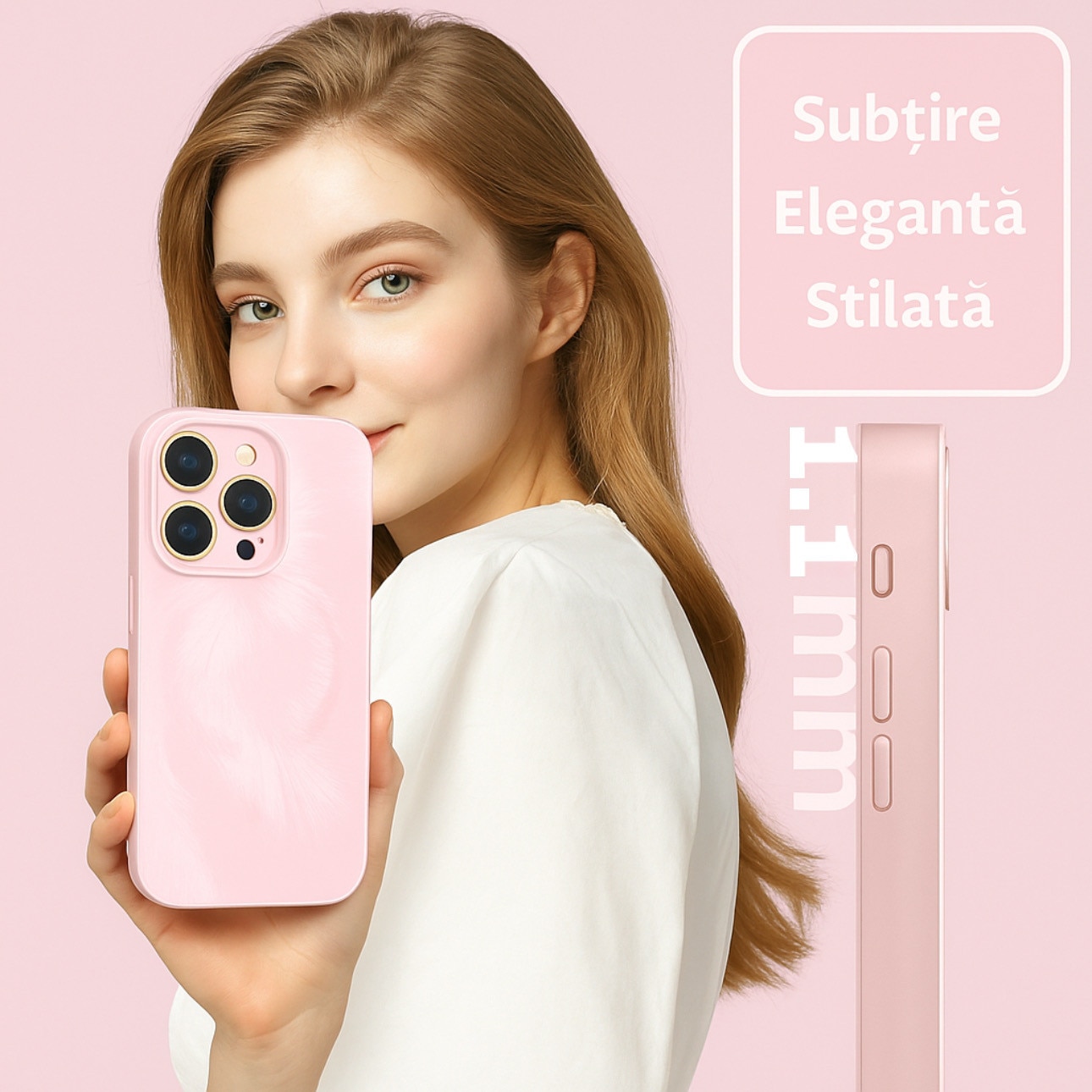 Husa de Protectie Pentru iPhone 14 MagSafe, Culoare Roz, lucios cu efect 3D tip Pana, design elegant si protectie completa inclusiv Lentile impotriva socurilor si zgarieturilor