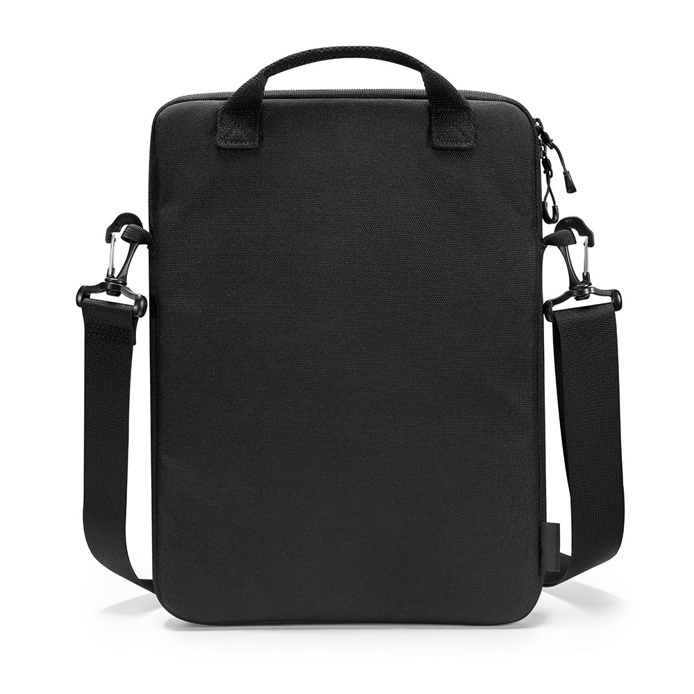 Geanta de umar pentru laptop TomToc, compartimente multiple pentru accesorii, Defender, diagonala maxima 16", colturi intarite, protecte 360, nailon, Negru