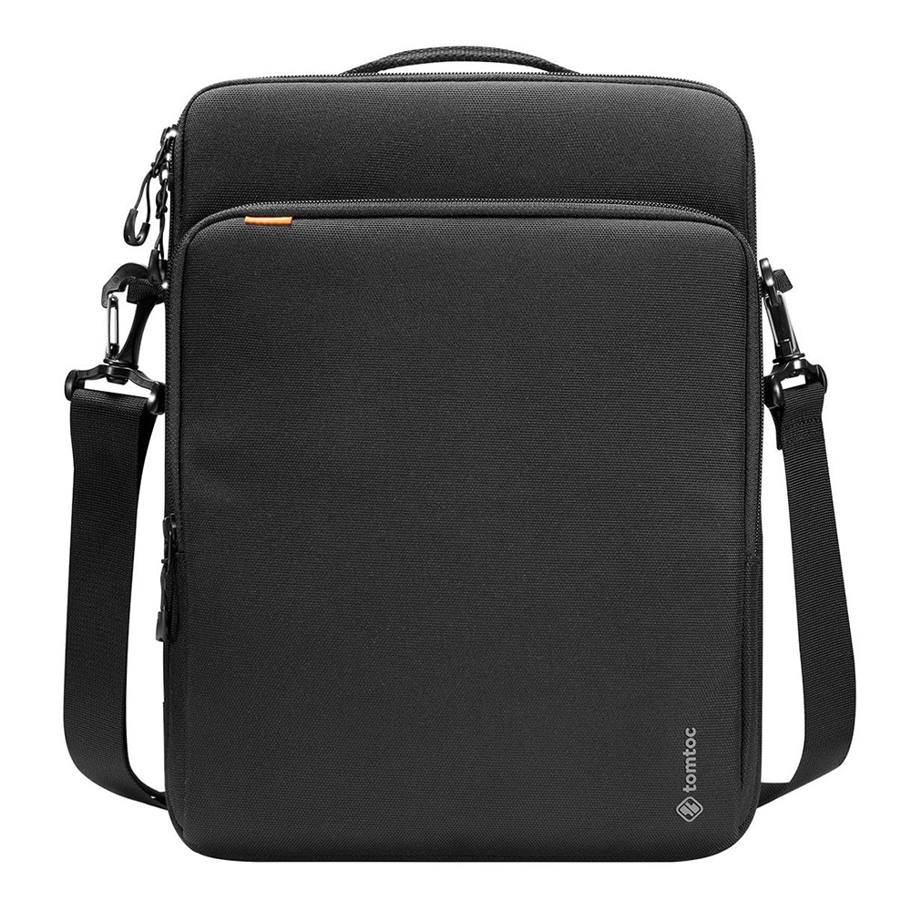 Geanta de umar pentru laptop TomToc, compartimente multiple pentru accesorii, Defender, diagonala maxima 16", colturi intarite, protecte 360, nailon, Negru