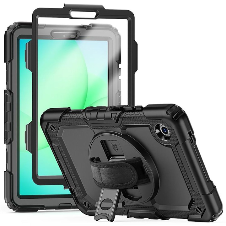 Husă tabletă Samsung Galaxy Tab A11 8.7 X133 / X135 compatibilă - SOLID360 rezistentă la șocuri, cu suport, negru