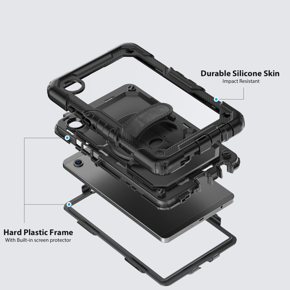Husă tabletă Samsung Galaxy Tab A11 8.7 X133 / X135 compatibilă - SOLID360 rezistentă la șocuri, cu suport, negru