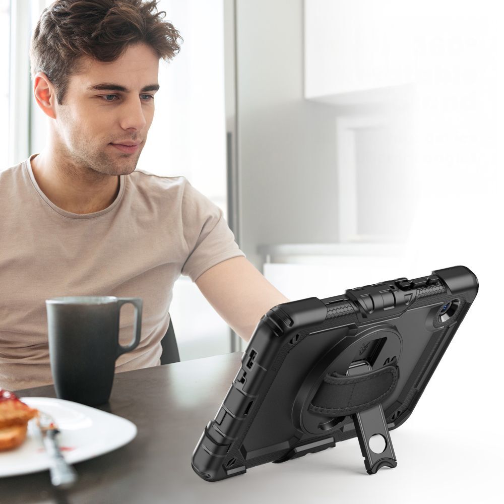 Husă tabletă Samsung Galaxy Tab A11 8.7 X133 / X135 compatibilă - SOLID360 rezistentă la șocuri, cu suport, negru