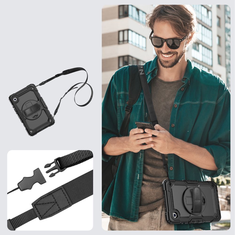 Husă tabletă Samsung Galaxy Tab A11 8.7 X133 / X135 compatibilă - SOLID360 rezistentă la șocuri, cu suport, negru