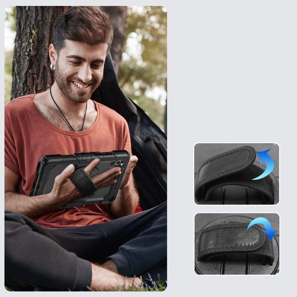 Husă tabletă Samsung Galaxy Tab A11 8.7 X133 / X135 compatibilă - SOLID360 rezistentă la șocuri, cu suport, negru