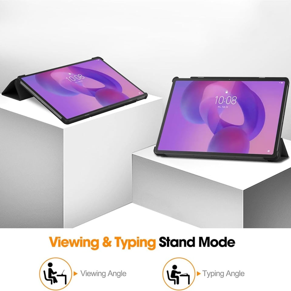 Husa tableta pentru Lenovo Idea Tab Pro 12.7 (2025), SKYDDAR INNOVATION, cu suport Multi-Unghi si functie Sleep/Wake, FoldPro, Albastru, set cu sticker