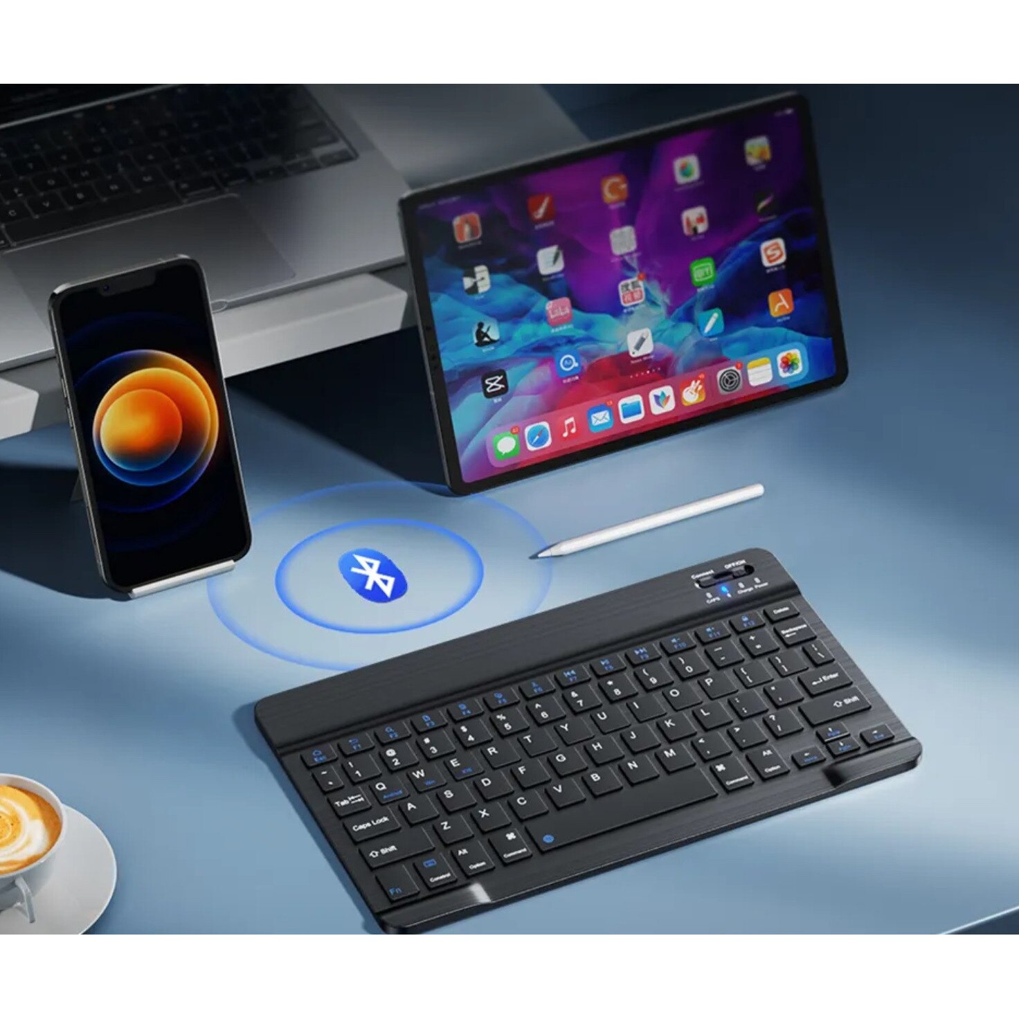 Tastatura wireless Bluetooth compatibila cu Samsung / Apple / Lenovo / Xiaomi / Huawei – compacta, portabila, fara fir