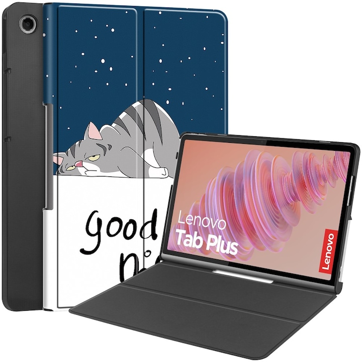 Husa tableta, XGSM, Pentru Lenovo Tab Plus, Suport, Material mat, Negru