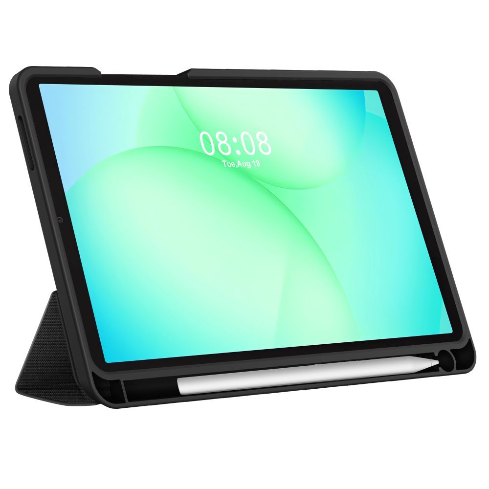 Husă tabletă compatibilă cu Samsung Galaxy Tab A11 8.7 X133 / X135 - din material textil de pânză, obsidian negru, cu suport pentru creion
