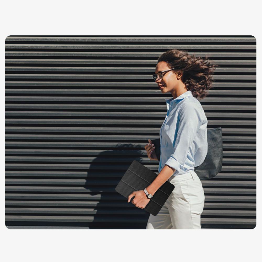 Husă tabletă compatibilă cu Samsung Galaxy Tab A11 8.7 X133 / X135 - din material textil de pânză, obsidian negru, cu suport pentru creion
