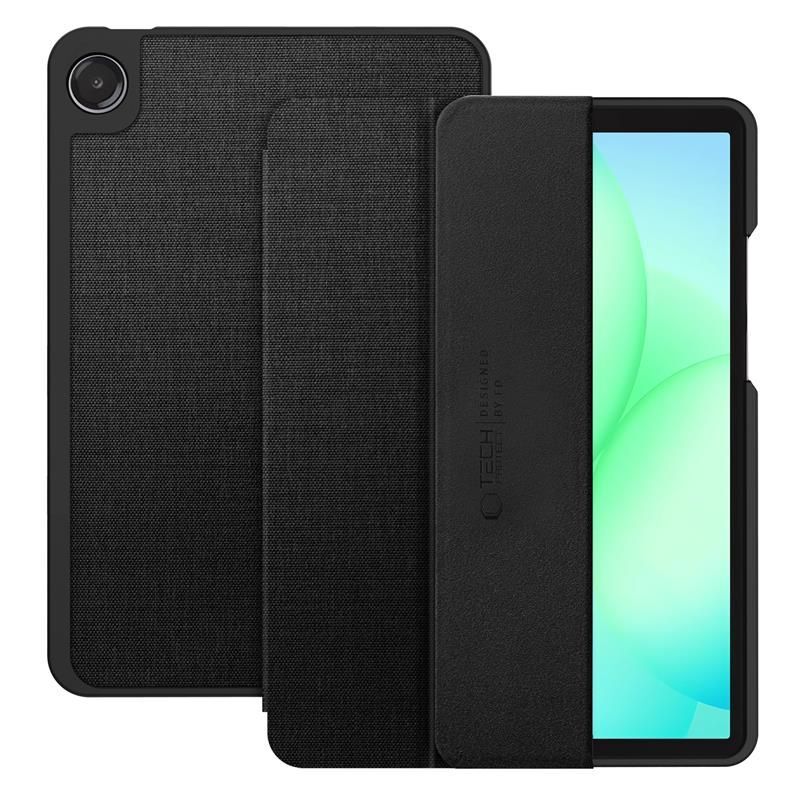 Husă tabletă compatibilă cu Samsung Galaxy Tab A11 8.7 X133 / X135 - din material textil de pânză, obsidian negru, cu suport pentru creion