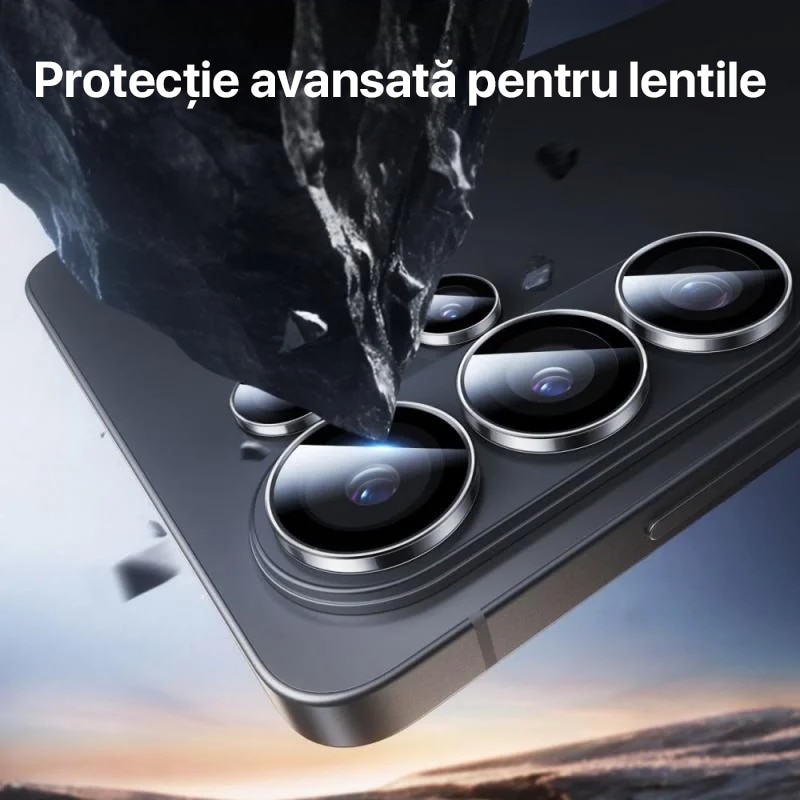 Folie protectie camera pentru Samsung Galaxy S26 Daden, Aplicator automat, Anti zgarieturi, Antisoc, Instalare usoara, Protectie premium, Argintiu