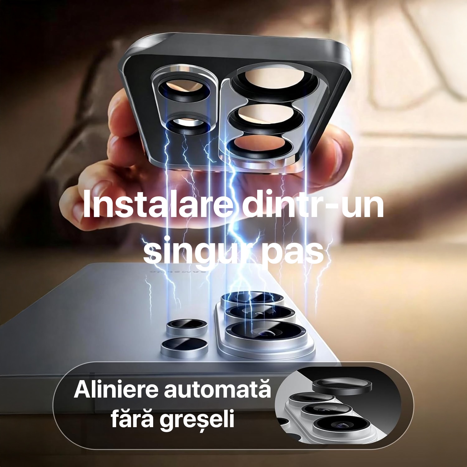 Folie protectie camera pentru Samsung Galaxy S26 Daden, Aplicator automat, Anti zgarieturi, Antisoc, Instalare usoara, Protectie premium, Argintiu