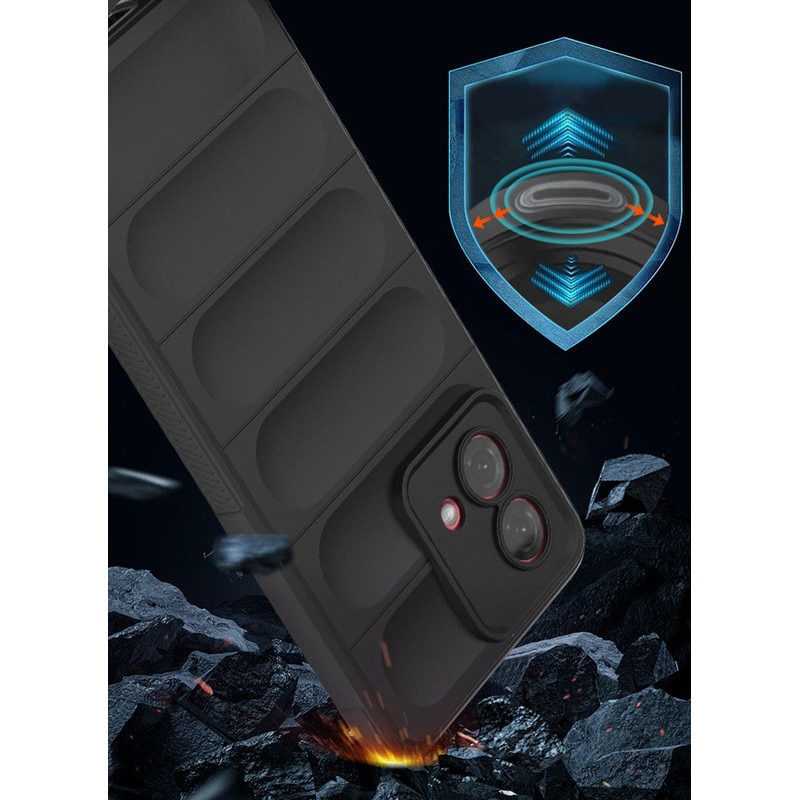 Husa telefon, pentru Motorola Moto G54 5G, Heavy Duty 3D cu dungi senzoriale Soft Silicone Full Portection Rezistent la socuri, Midnight Blue