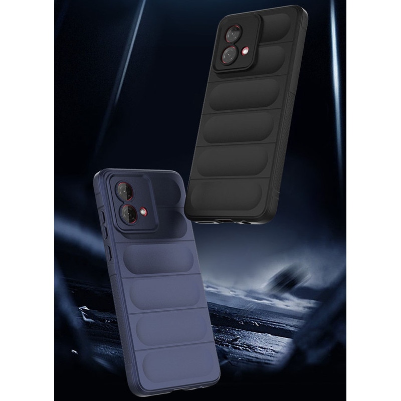 Husa telefon, pentru Motorola Moto G54 5G, Heavy Duty 3D cu dungi senzoriale Soft Silicone Full Portection Rezistent la socuri, Midnight Blue