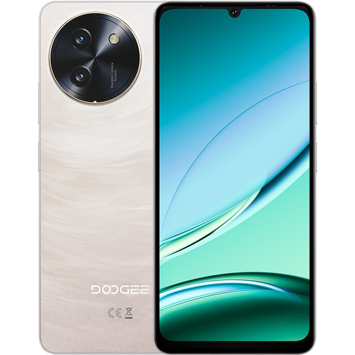 Telefon mobil Doogee Note 59 Pro, Dual SIM, 5G, Octa-Core T8200, Slim 8.6mm, 256GB, 32GB RAM (8GB + 24GB ext), 6.75-inch 120Hz, 6250mAh, NFC, Android 15, Gold