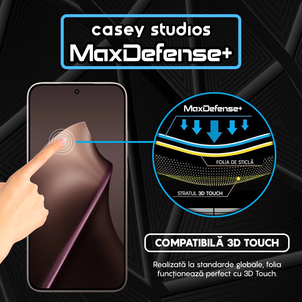 Folie Sticla CASEY STUDIOS™ compatibila cu Xiaomi 15T, Full Cover 3D, Full Glue, Sticla Securizata, Duritate Militara, Ultra HD, Protectie Profesionala Ecran 3D, Anti Zgarieturi, Anti Socuri, Margini Negre