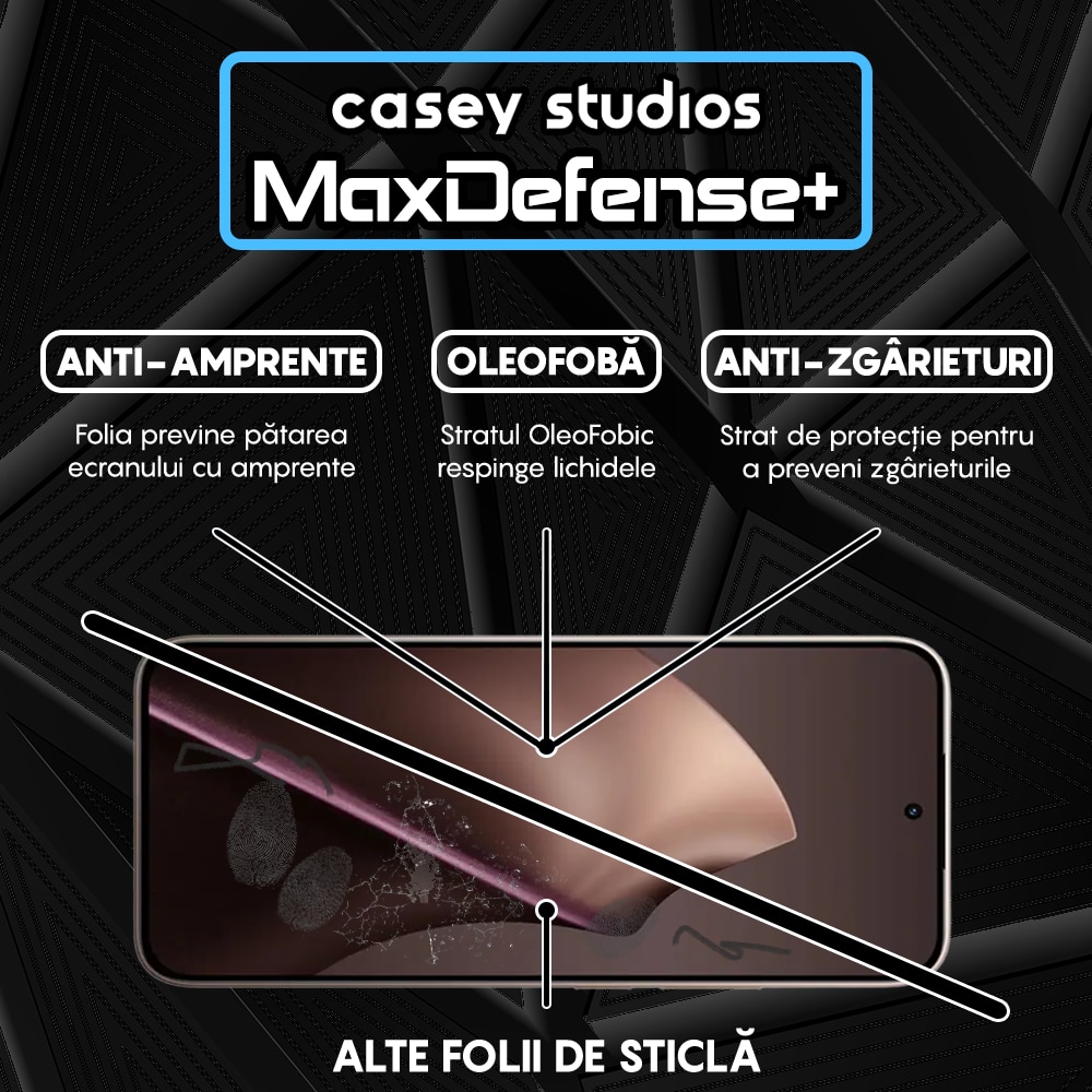 Folie Sticla CASEY STUDIOS™ compatibila cu Xiaomi 15T, Full Cover 3D, Full Glue, Sticla Securizata, Duritate Militara, Ultra HD, Protectie Profesionala Ecran 3D, Anti Zgarieturi, Anti Socuri, Margini Negre