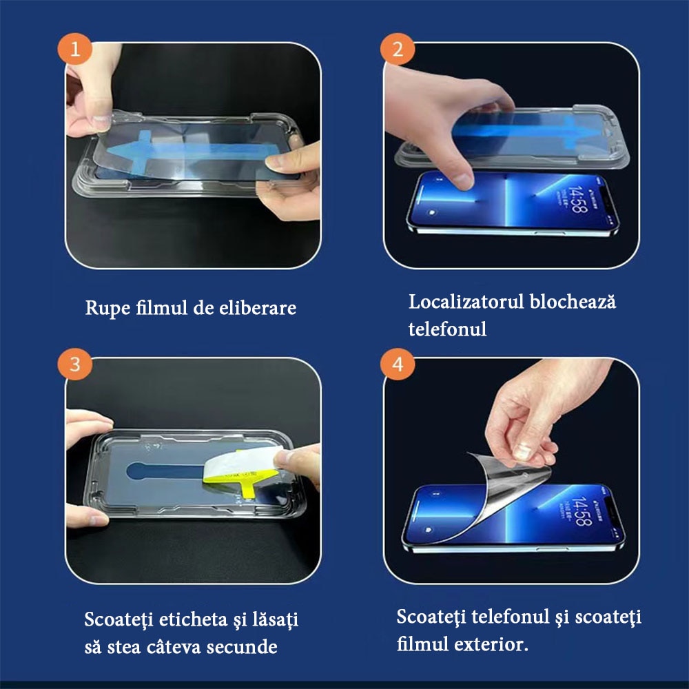 Set 2 folii protectie telefon, Pentru ecran/camera, Compatibil cu iPhone 12 Pro Max, Usor de instalat in 30 de secunde cu dispozitivul de potrivire automata, Transparent