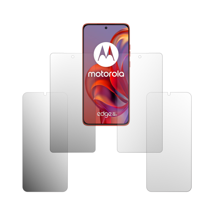 Set 4X Folie Protectie Ecran Folie24, pentru Motorola Edge 50 Neo, 2X Ultra-Clear + 2X Mate, Acoperire Full-Display si Case-Friendly, Adezive, Flexibile cu Auto Regenerare