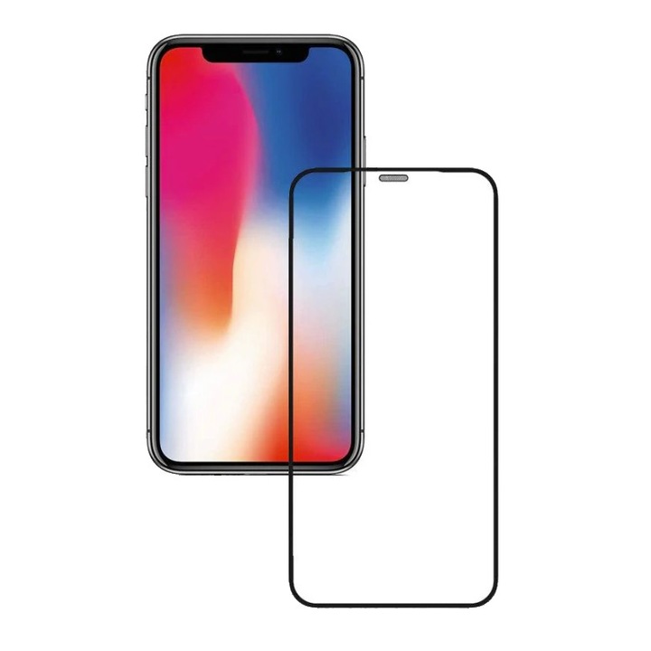 Folie de Protectie, Flippy, pentru iPhone 15, Tempered Glass, HD, Acoperire Completa, Protectie Anti-Praf pentru Difuzor, Margini Negre, Transparent