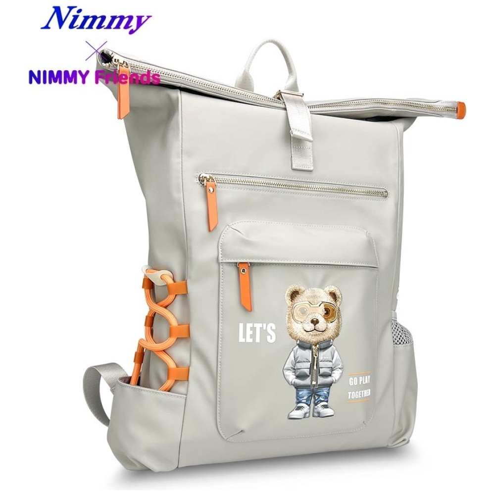 Rucsac Nimmy Cool&Cute 2.0 Bear, gri, 320x150x455mm, pentru laptop