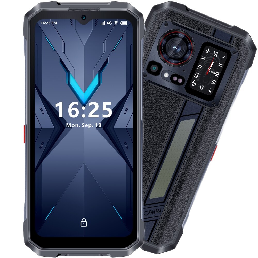 Telefon mobil HOTWAV Hyper 7 Pro Leather, Dual SIM, 5G, 6.6-inch 120Hz 2.4K IPS, Octa-Core Mediatek Dimensity 7050, 36GB RAM (16GB + 20GB ext), 256GB, Camera 200MP + 24MP IR, 10800mAh, NFC, IP68, Android 14, Black