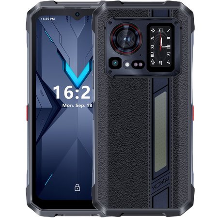 Telefon mobil HOTWAV Hyper 7 Pro Leather, Dual SIM, 5G, 6.6-inch 120Hz 2.4K IPS, Octa-Core Mediatek Dimensity 7050, 36GB RAM (16GB + 20GB ext), 256GB, Camera 200MP + 24MP IR, 10800mAh, NFC, IP68, Android 14, Black