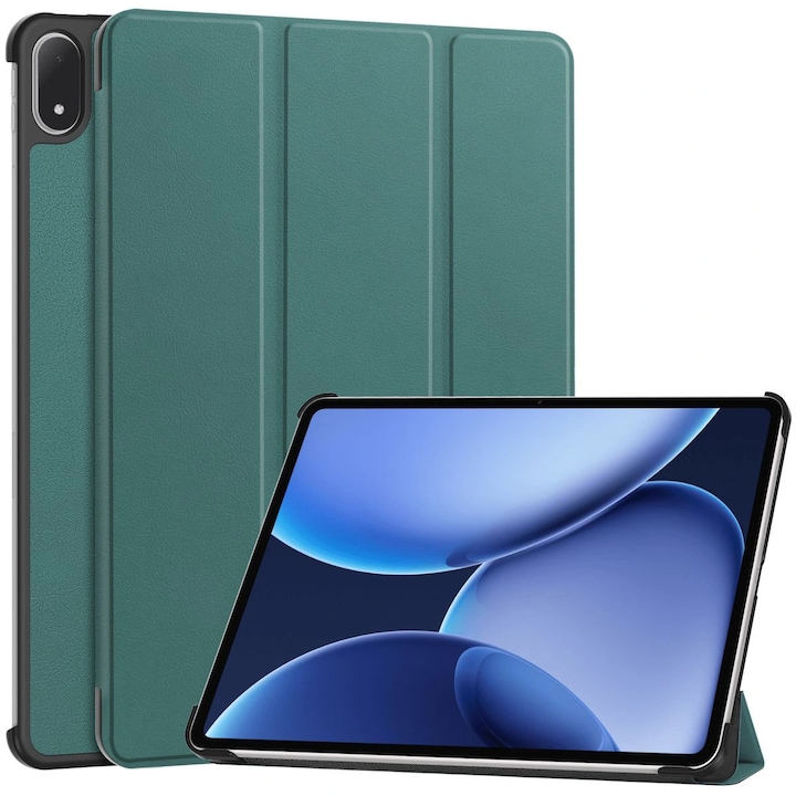 Husa tableta Bizon, verde inchis, pentru OnePlus Pad 3 / 2 Pro, OPPO Pad 4 / 4 Pro