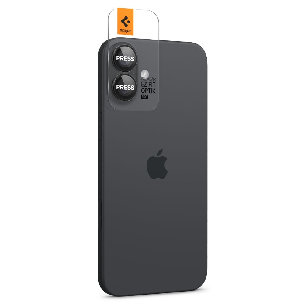 Set 4 protectii sticla camera foto Spigen Optik EZ FIT compatibil cu iPhone 16 / 16 Plus Black