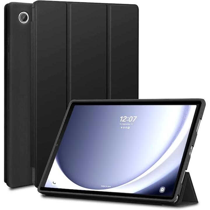 Husa pentru Samsung Galaxy Tab A11 8, 7 inch 2025, TPU Smart Cover, set cu unghiuri de vizualizare dublu, Negru