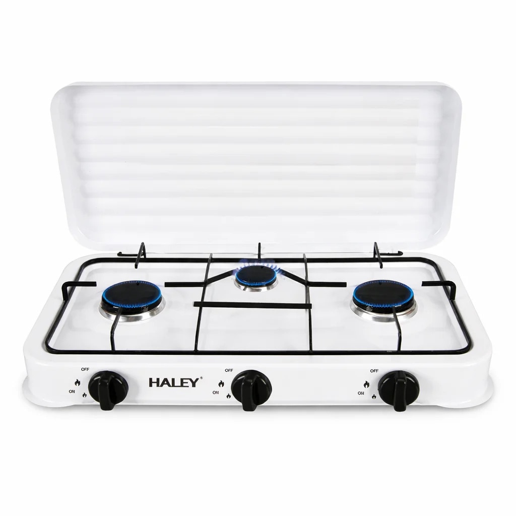 Aragaz pe Gaz HALEY HY-1520 cu 3 Arzatoare si Capac – Plita Gaz pentru Bucatarie