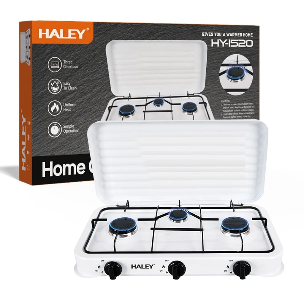 Aragaz pe Gaz HALEY HY-1520 cu 3 Arzatoare si Capac – Plita Gaz pentru Bucatarie