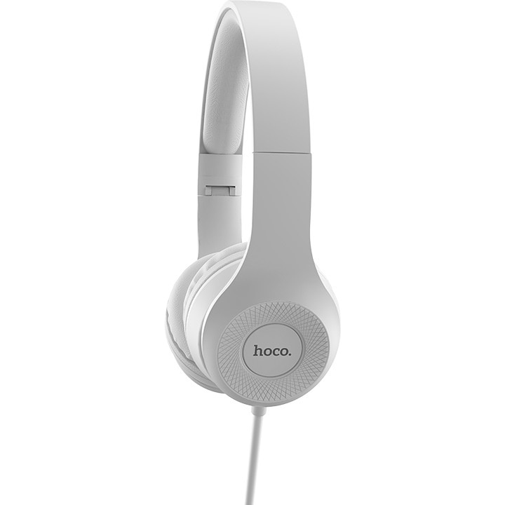 Casti audio on-ear Hoco, W21 Graceful, jack 3.5mm, Microfon, 1.2m, Alb