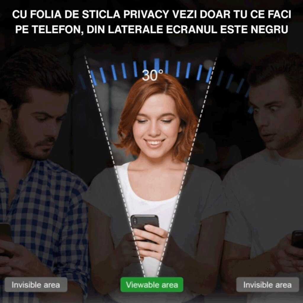 Folie de Protecție Privacy Glass, Tempered Glass, Neagră, 9H, pentru iPhone 17 Pro Max