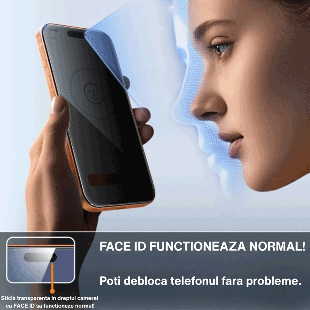 Folie de Protecție Privacy Glass, Tempered Glass, Neagră, 9H, pentru iPhone 17 Pro Max