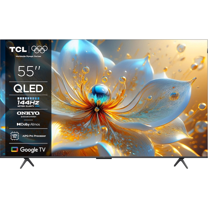 Televizor Smart QLED TCL 55T8C, 139 cm, Ultra HD 4K, Clasa F