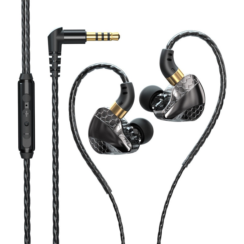 Casti cu fir, in-ear, microfon, control volum, 3.5mm Jack, 1.2 metri, sunet HiFi, negru