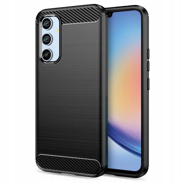Husa pentru Samsung Galaxy A34 5G, Carbon Silicone, Poliuretan, Black