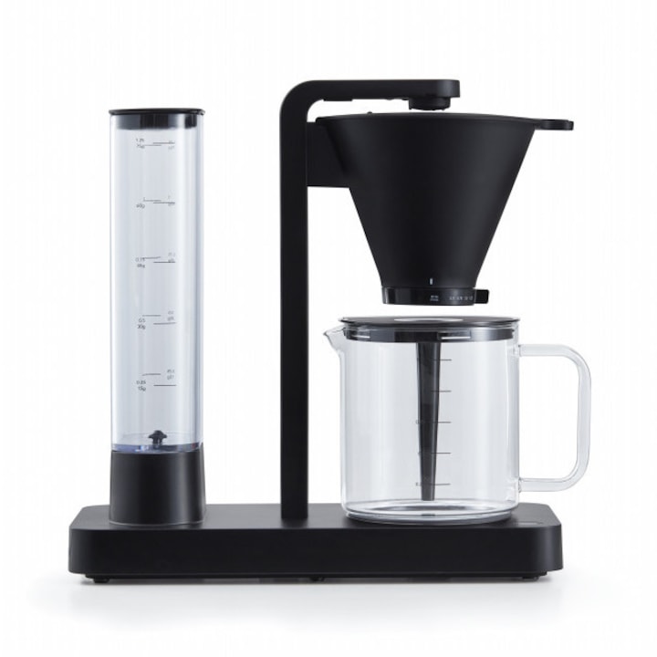 Cafetiera Wilfa Performance WSPL-3B, Temperatura constanta 94°C, 1800W, 1,25 L, 10 cesti, Mentinere cald 40 min, Control debit apa, Negru