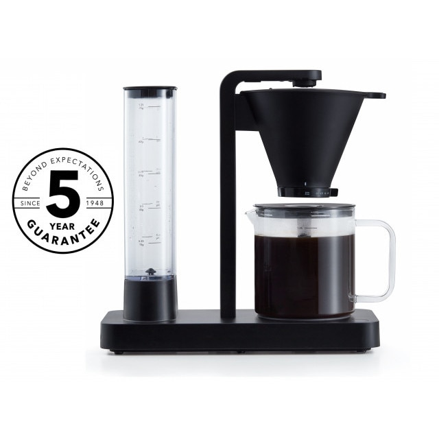 Cafetiera Wilfa Performance WSPL-3B, Temperatura constanta 94°C, 1800W, 1,25 L, 10 cesti, Mentinere cald 40 min, Control debit apa, Negru