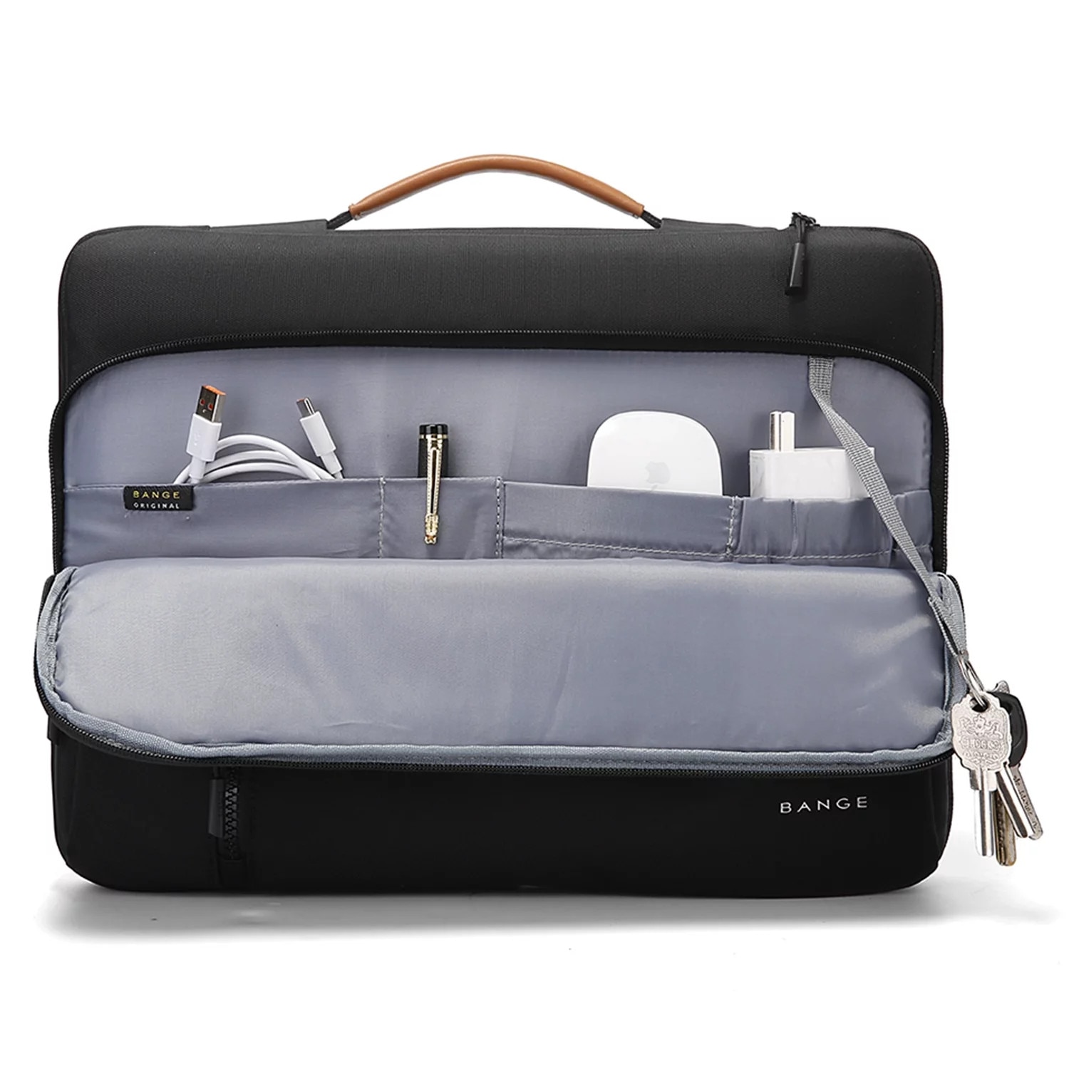 Geanta laptop Bange, waterproof, 14", neagra, 34x26x3.5 cm, multiple compartimente